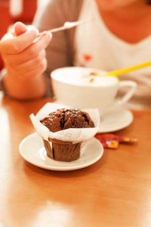 chocolate cake with coffeeの写真素材