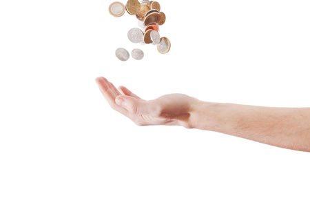 coins in the handの写真素材