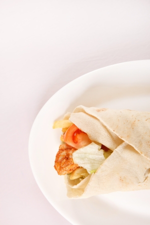 tortilla with meat and vegetablesの写真素材