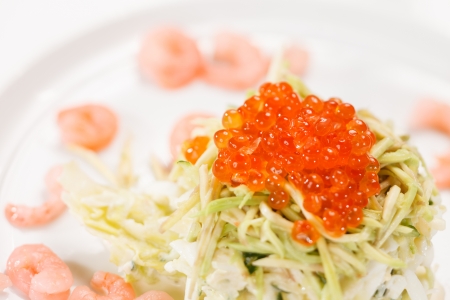 salad with caviarの写真素材