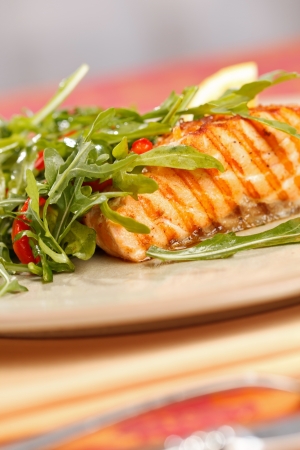 grilled salmonの写真素材