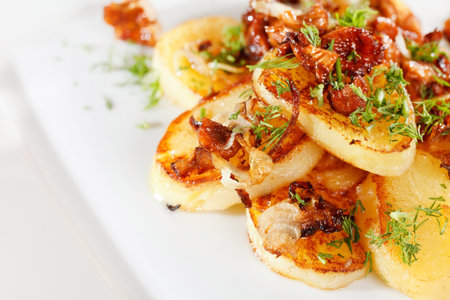 potatoes with mushroomsの写真素材