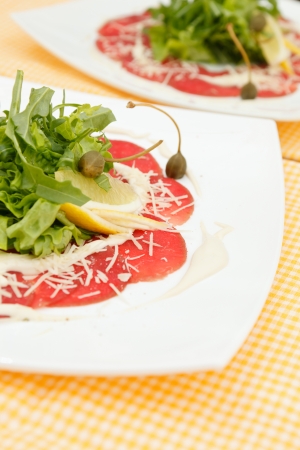 Meat Carpaccio with Parmesan Cheese の写真素材