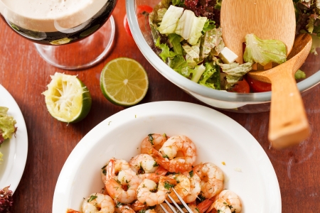 shrimps with lime and parsley の写真素材