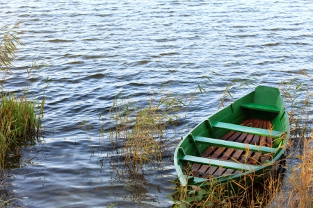 lake with boat の写真素材