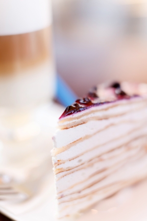 blueberry cheesecake with coffeeの写真素材