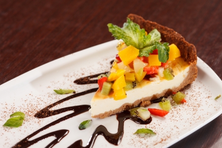 cheesecake with fruitsの写真素材