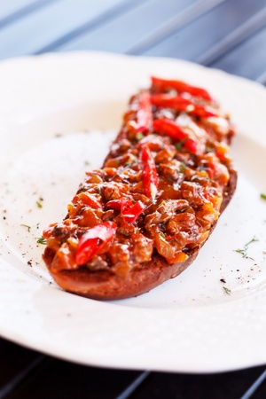 toast with roasted vegetables の写真素材