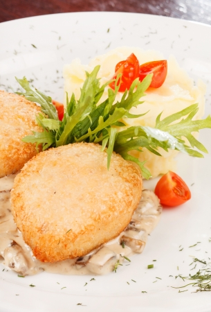 chicken cutlet with  potatoesの写真素材