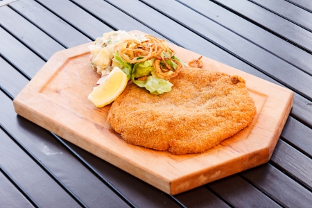 Schnitzel with saladの写真素材