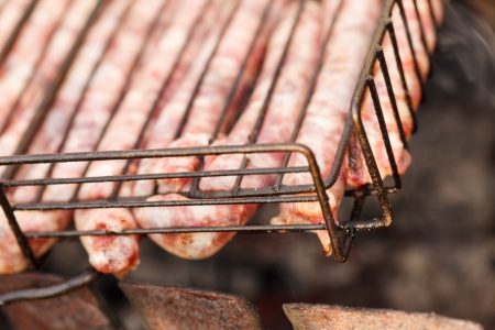 Sausages on the grillの写真素材