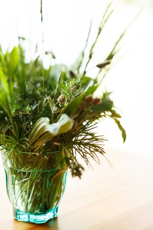 Summer grass in a glassの写真素材