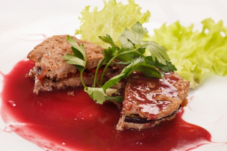 steak with cranberry sauceの写真素材