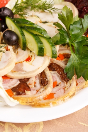 ham with vegetablesの写真素材