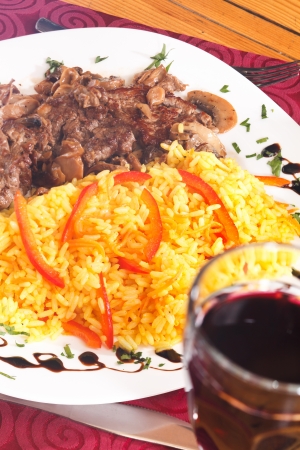 rice with meatの写真素材
