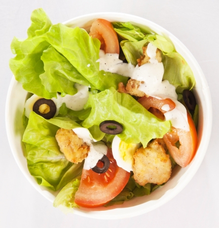 salad with tomato and eggsの写真素材