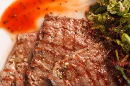 steak with saladの写真素材