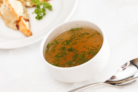 chicken broth の写真素材