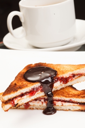 sandwiches with jam and chocolateの写真素材