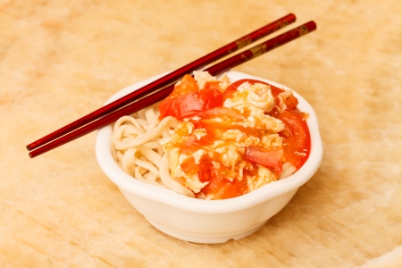 noodle with egg and vegetablesの写真素材
