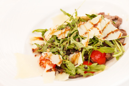 salad with beef and arugulaの写真素材