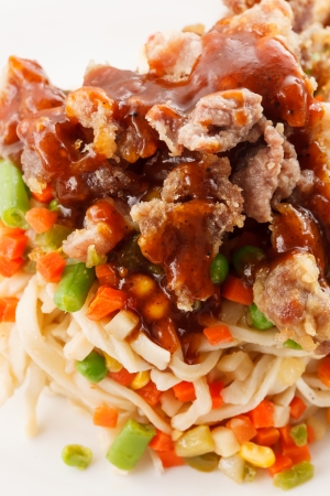 noodle with beef and vegetablesの写真素材