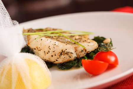 white fish with spinach
