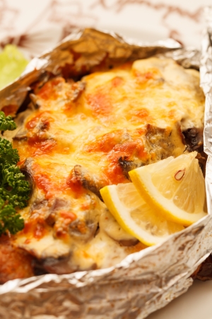 roasted meat with vegetablesの写真素材