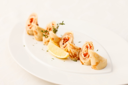 pancakes with caviarの写真素材