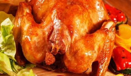 Garnished roasted turkeyの写真素材
