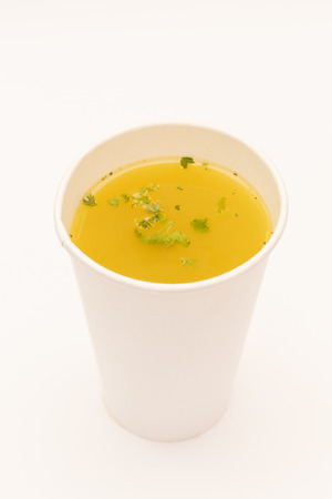 Broth in cupの写真素材