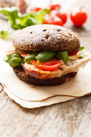sandwich with chicken and cheeseの写真素材