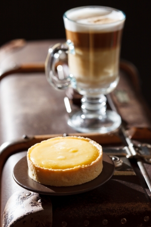 lemon tart with coffeeの写真素材