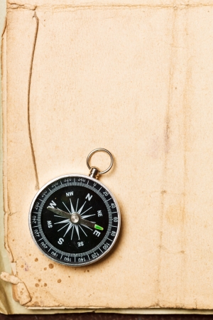 compass on vintage paperの写真素材