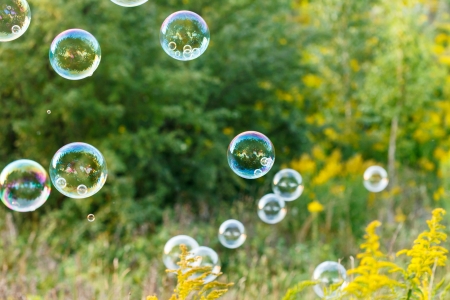 soap bubble outdoorの写真素材