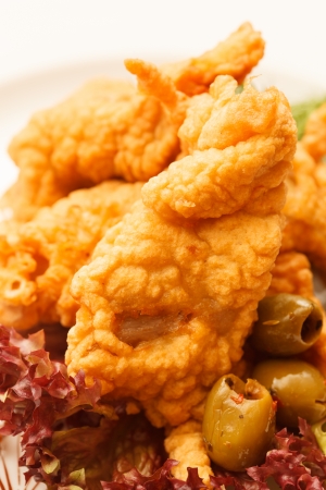 fried chicken with vegetablesの写真素材