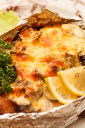 roasted meat with vegetablesの写真素材