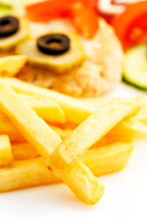 french fries with cutlet for kids menuの写真素材