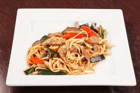 noodle with beef and vegetablesの写真素材