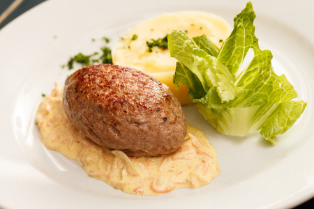 cutlet with mashed potatoesの写真素材