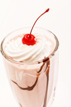 chocolate cocktail with cherryの写真素材