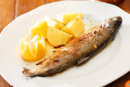 fish with potatoesの写真素材