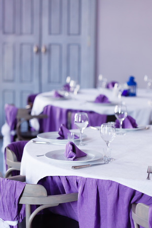 tables set for mealの写真素材