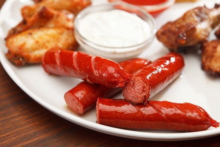 Appetizer plate with dipping saucesの写真素材