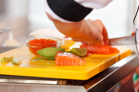 chef making sushiの写真素材