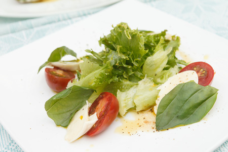 salad with mozzarella, tomatoes and basil の写真素材