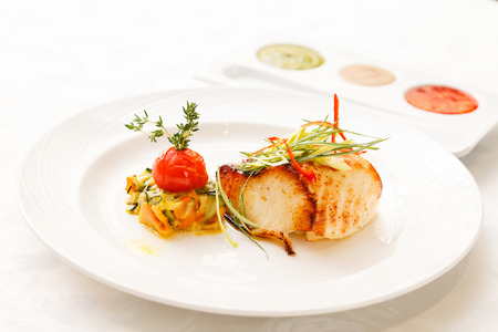 grilled fish with vegetablesの写真素材