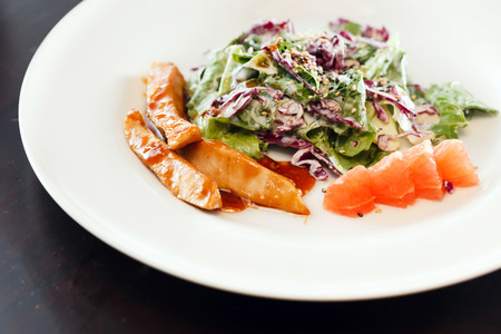 salad with chickenの写真素材