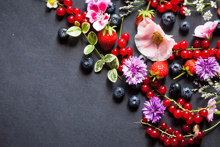 summer berries and flowersの写真素材