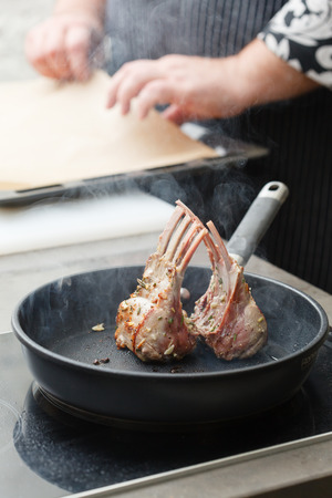 fried lamb chopsの写真素材